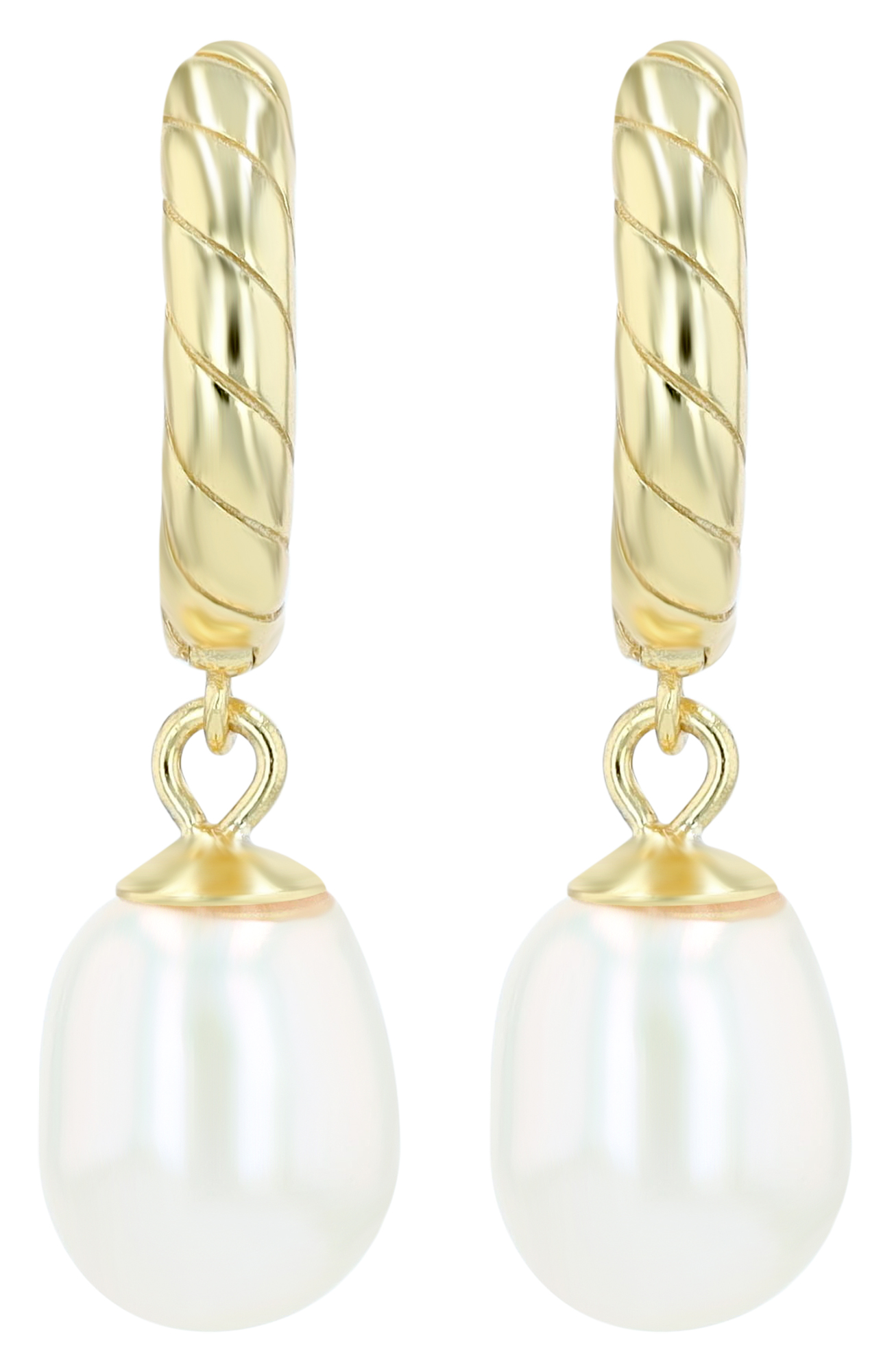 "Jenni" 925/- Echt Silber Creolen (Ø 10 mm) mit Hänger - echte Süßwasserperle, vergoldet