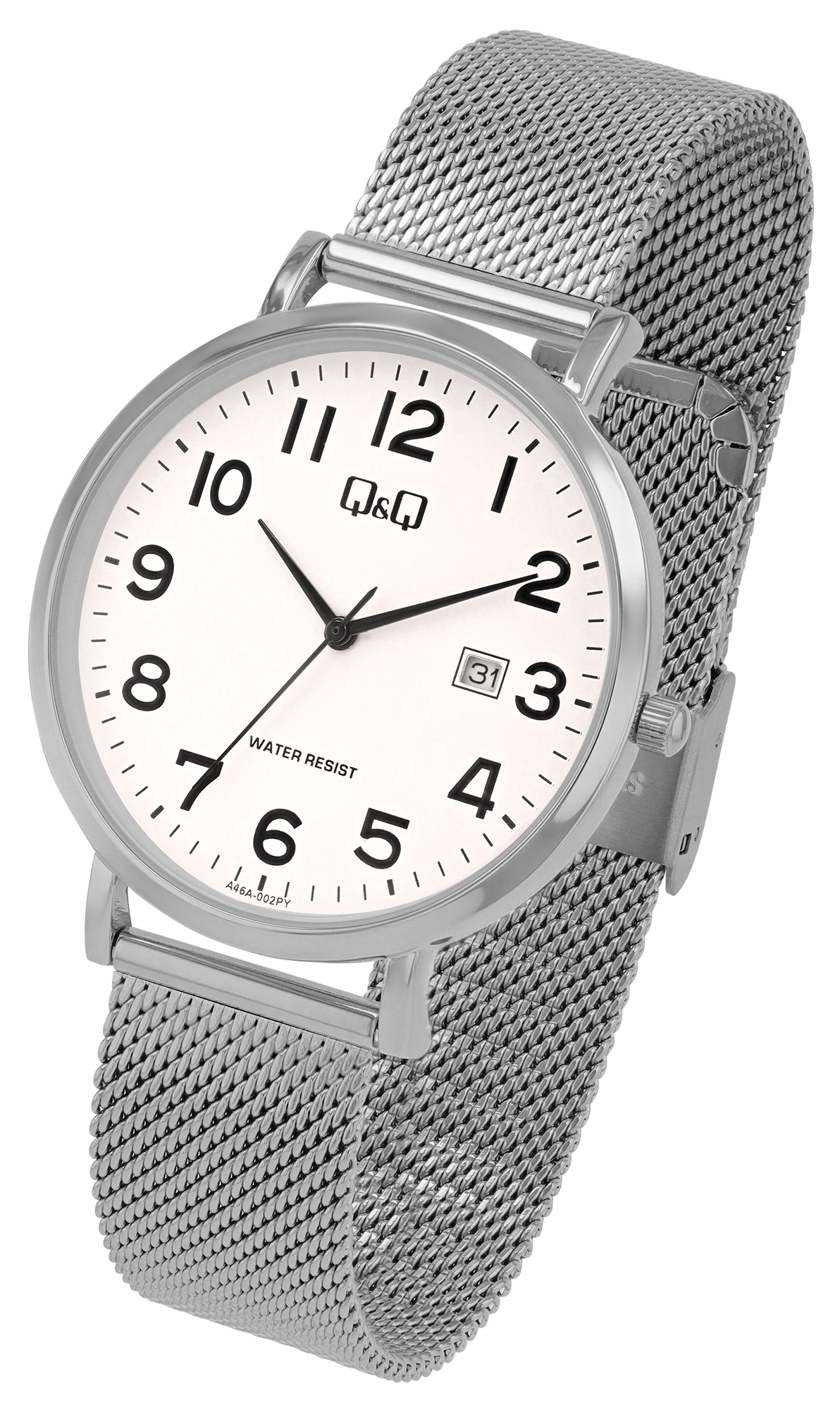 Q&Q Herren mit Milanaiseband, Edelstahl, Ø 40 mm, silberfarben