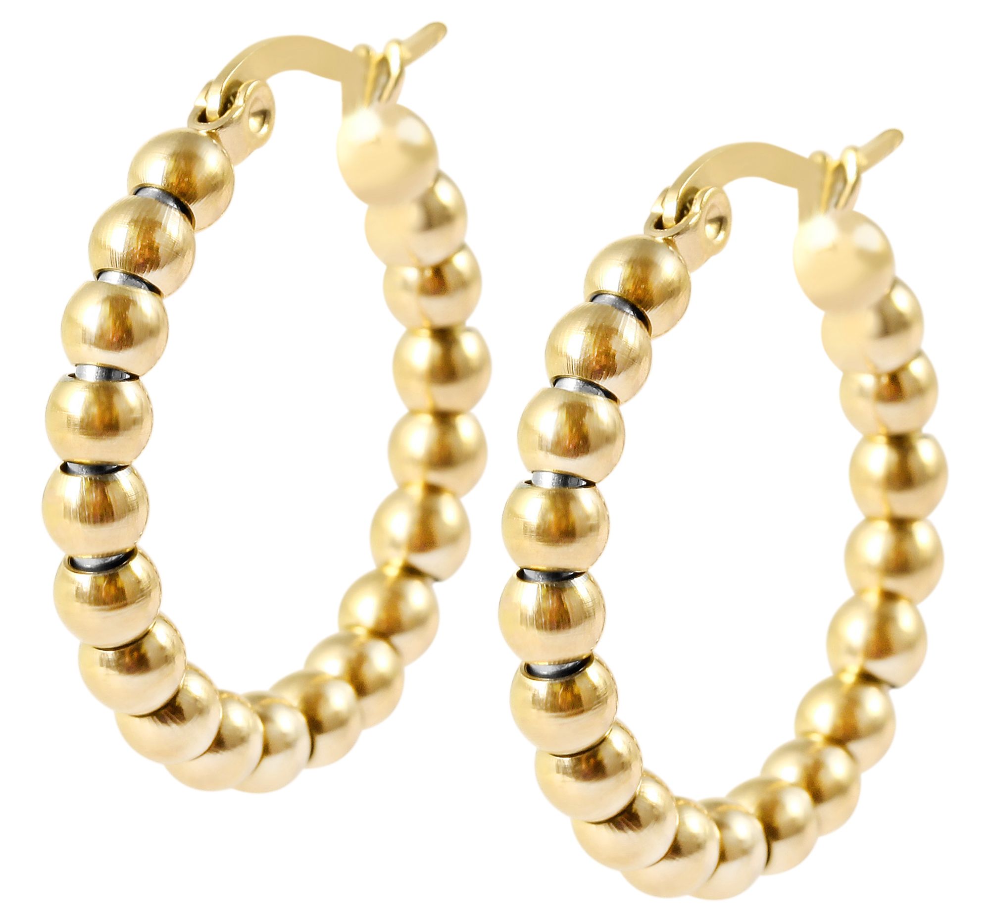 "Korinna" Edelstahl Creolen - Kugel-Design, Ø 20mm/ 4mm, goldfarben