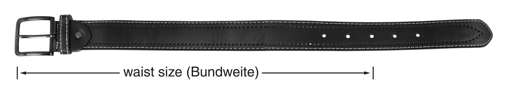 Gürtel aus Oberseite Lederimitat und Unterseite Echt Leder, VE12, 1x Gr. 90cm, 3x Gr. 100cm, 4x 110cm, 4x 120cm, schwarz