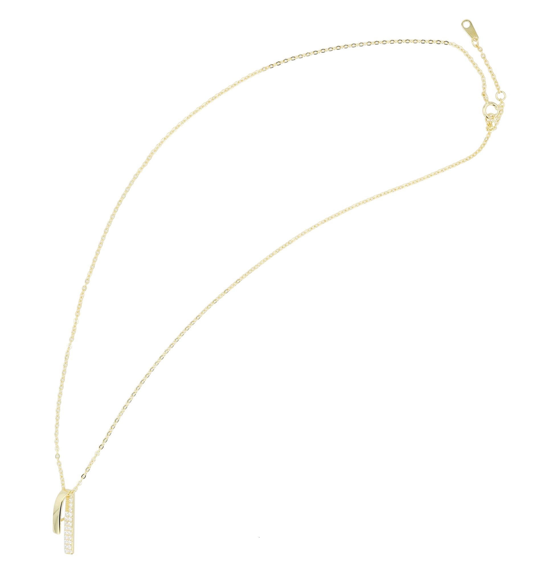 925/- Echt Silber Kette mit Anhänger "Fabi" mit Zirkonia, vergoldet, 39 + 4 cm