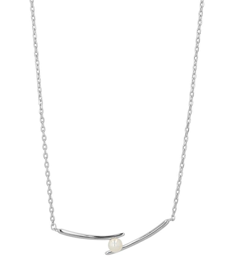 "Pennilyn" 925/- Echt Silber Kette, Süßwasserperle, silberfarben, rhodiniert
