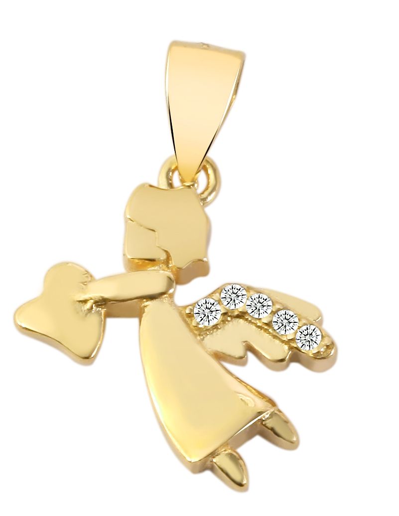 925/- Echt Silber Anhänger ohne Kette "Duska", Engel, Zirkoniabesatz, vergoldet