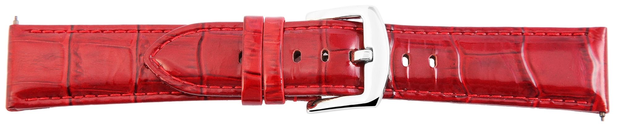 Echtleder-Uhrenarmband, rot, Krokooptik, 26 mm