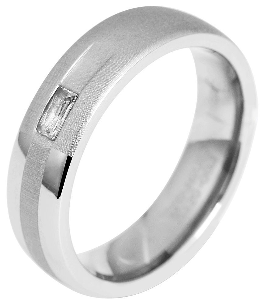 Akzent Damen-Partnerring aus Titan, Similibesatz, silberfarbig, Gr. 48