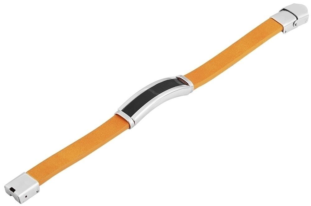 Akzent Echtlederarmband mit Edelstahlelement, hellbraun/silberfarben