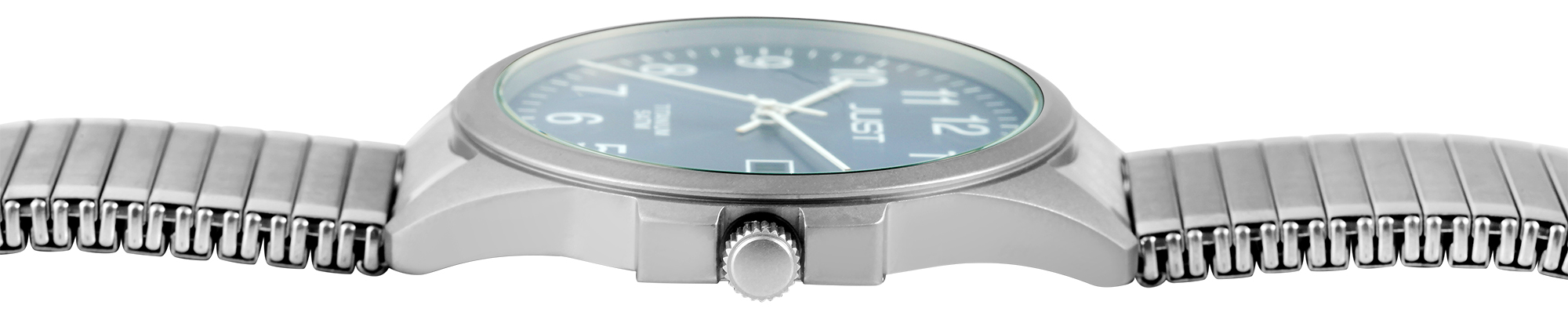 Just Herrenuhr mit Zugarmband, Titan, 5 ATM, blaues ZB