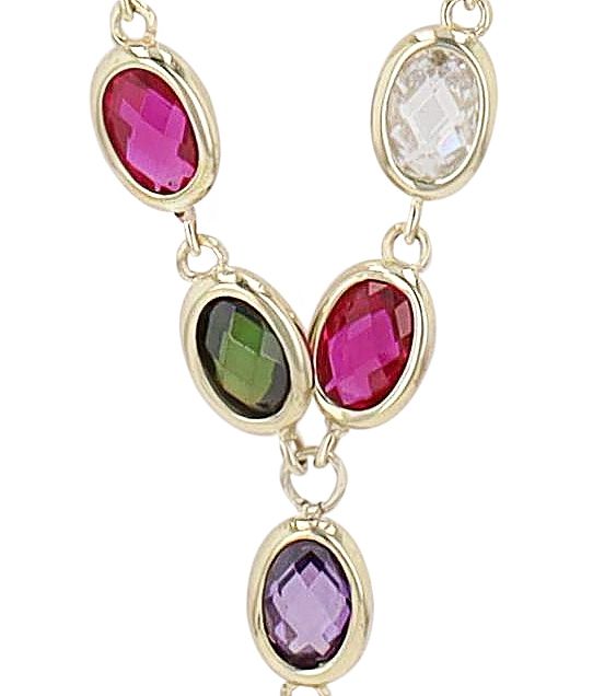333/- Gold "Colory" Halskette mit farbigem Besatz, 8 Karat, Gelbgold