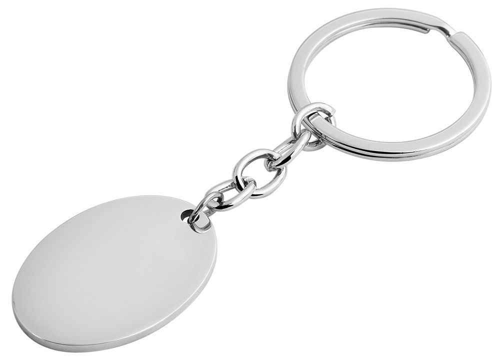 Akzent Schlüsselanhänger aus Edelstahl, oval, silberfarben