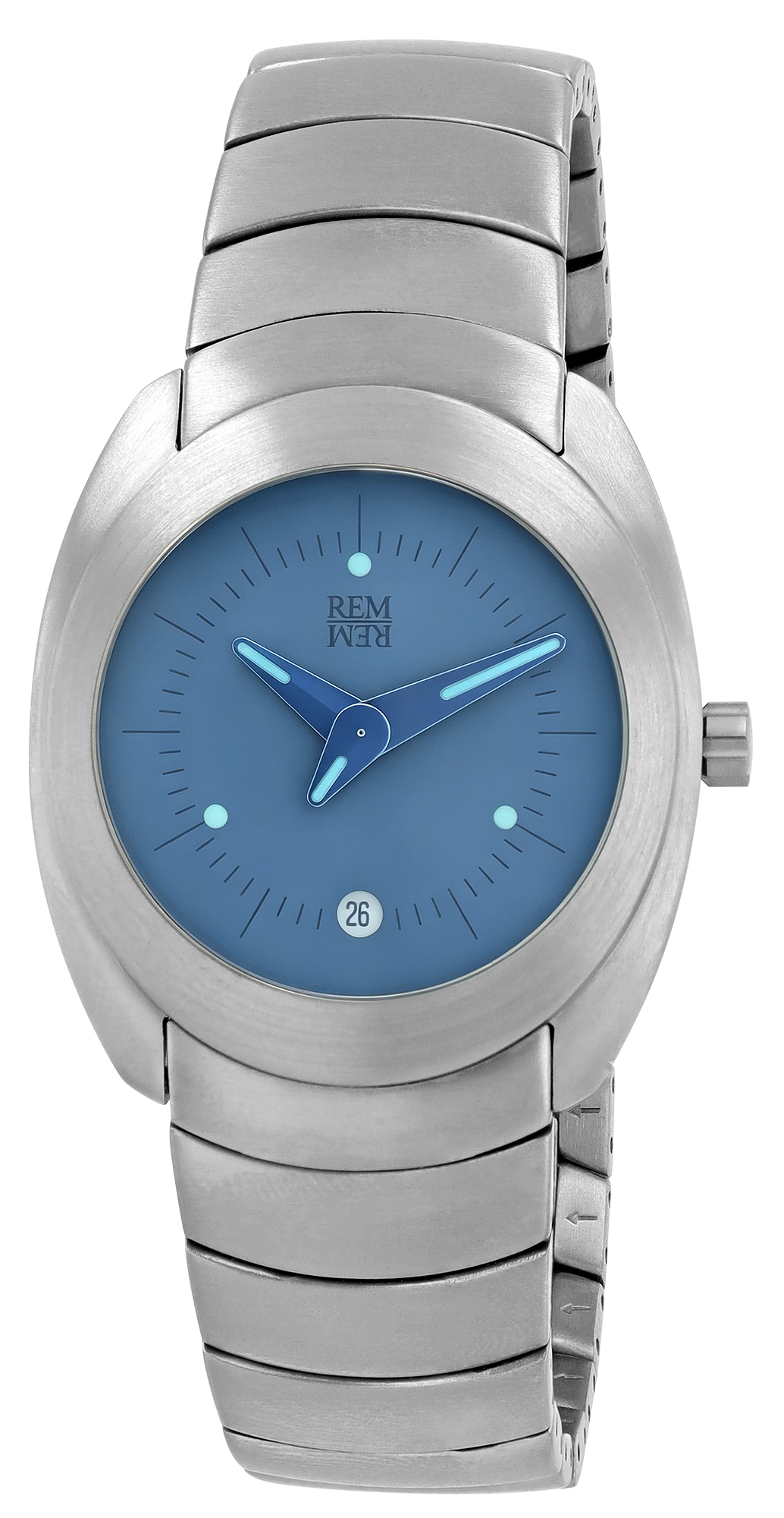 REMREM "SAINT TITANIUM" Damenuhr Ø 34 mm, Titan, silberfarben/ blau