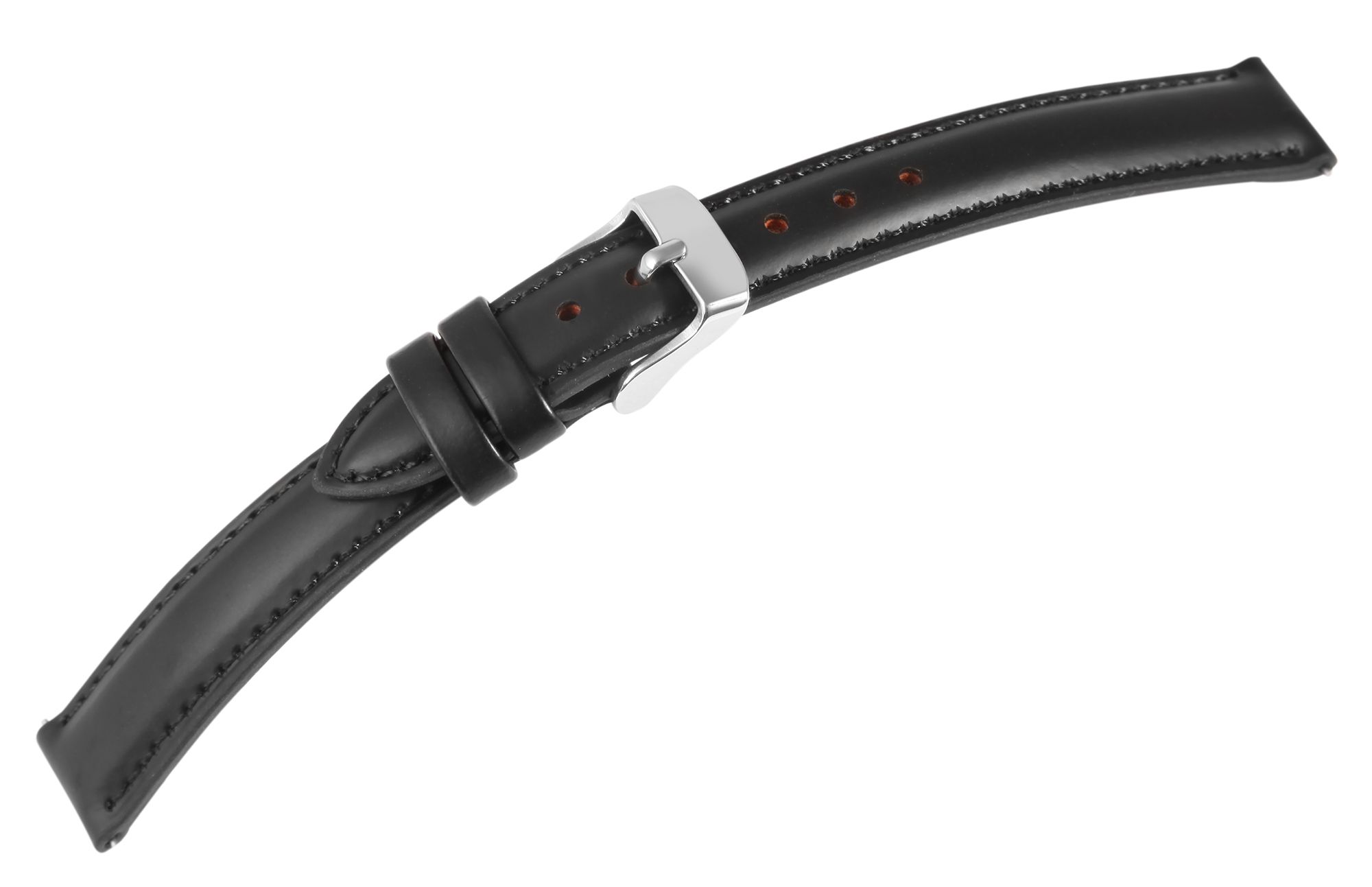 Echtleder Uhrenarmband (Quick-Release), schwarz, 12 mm