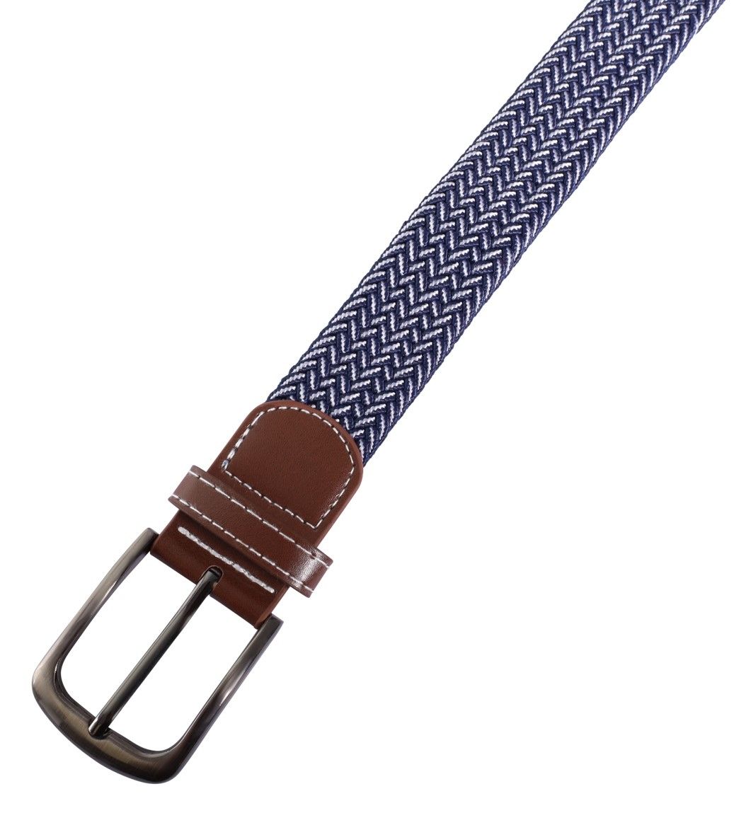 Textilgürtel geflochten (blau/ weiß), Länge 100 cm (S)