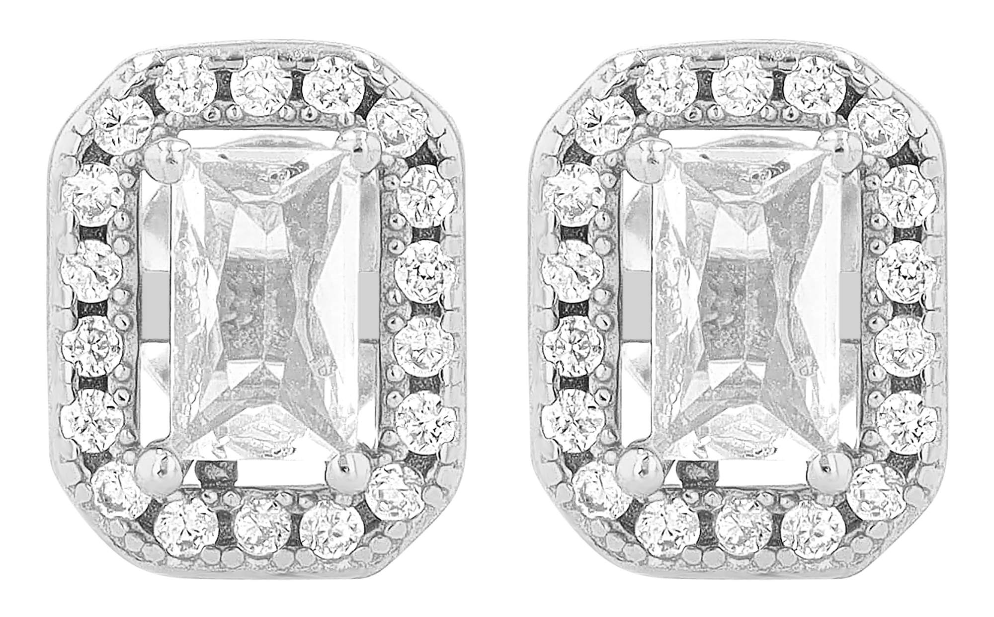 "Zooe" 925/- Echt Silber Ohrstecker, Zirkonia, Silbe,r rhodiniert