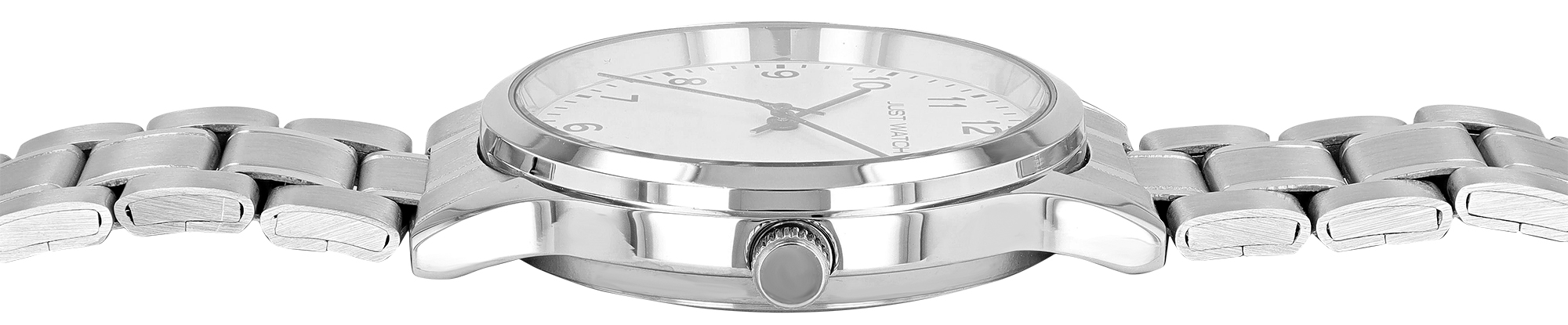 Just Watch "Valentin" Herrenuhr Ø 38,5mm mit Edelstahlband, silberfarben/ weiß