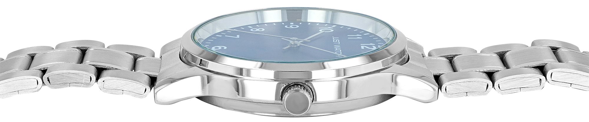 Just Watch "Valentin" Herrenuhr Ø 38,5mm mit Edelstahlband, silberfarben/ blau