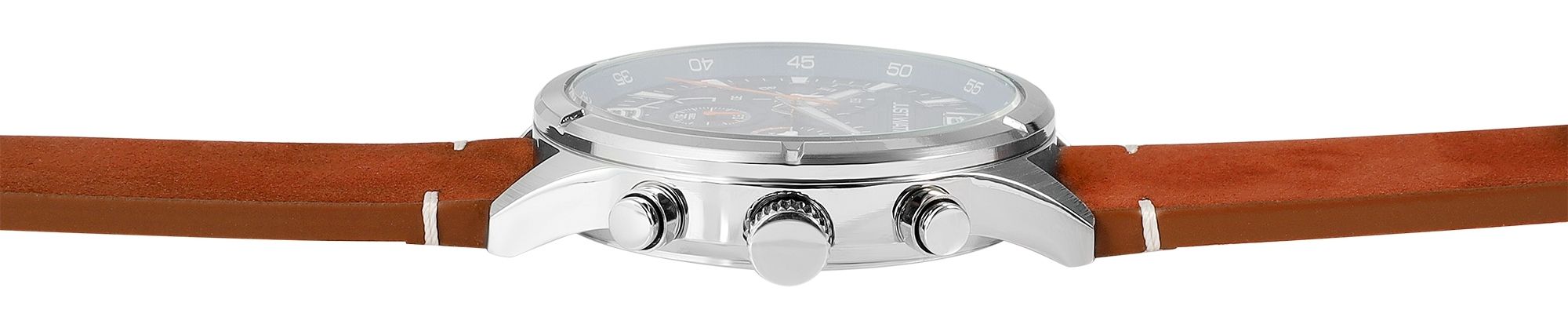 Just Watch Chronograph für Herren, Lederarmband, 5 ATM, braun