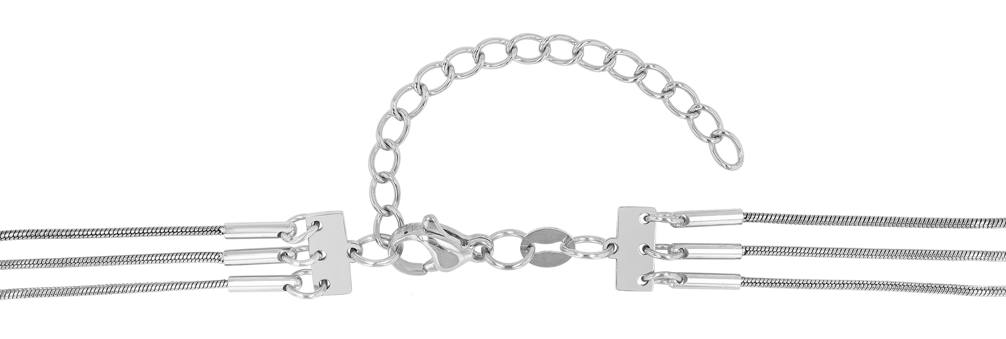 "Amita" Edelstahl Layering Kette (40/45/50+5cm) mit Spiral-Symbol, silberfarben
