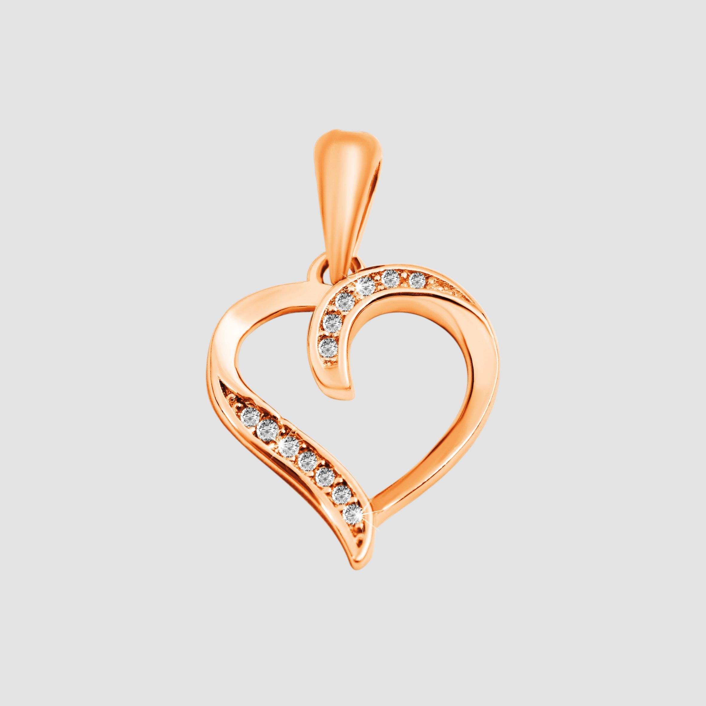 "Helina", 925/- Echt Silber Anhänger, Herz, Zirkonia, rosévergoldet