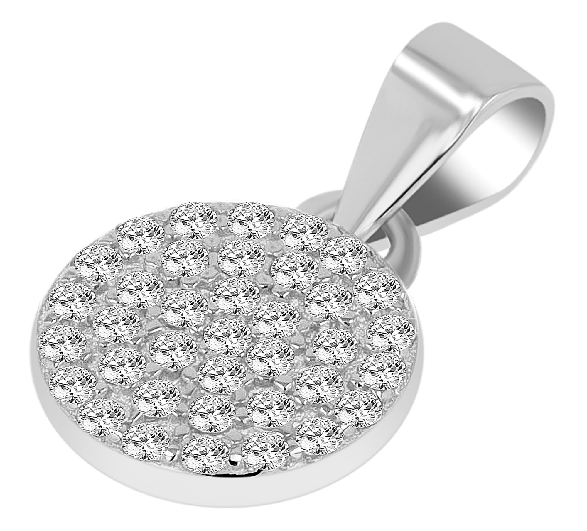"Niha" 925/- Echt Silber Schmuckset - Plättchen Ohrstecker + Anhänger, Zirkonia, rhodiniert