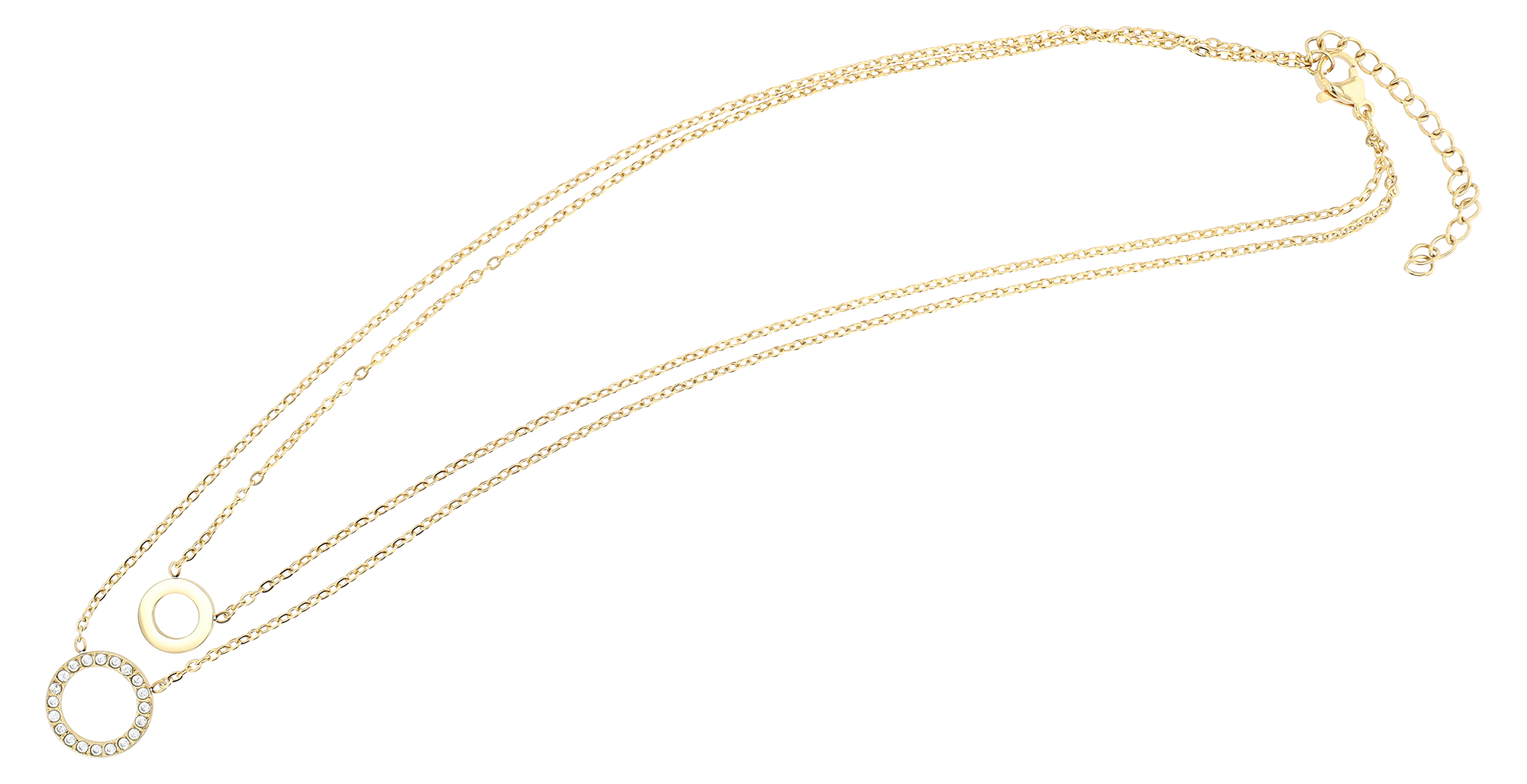 "Ronia" Layering Edelstahlkette, 36cm und 40 + 5cm mit Anhänger, goldfarben