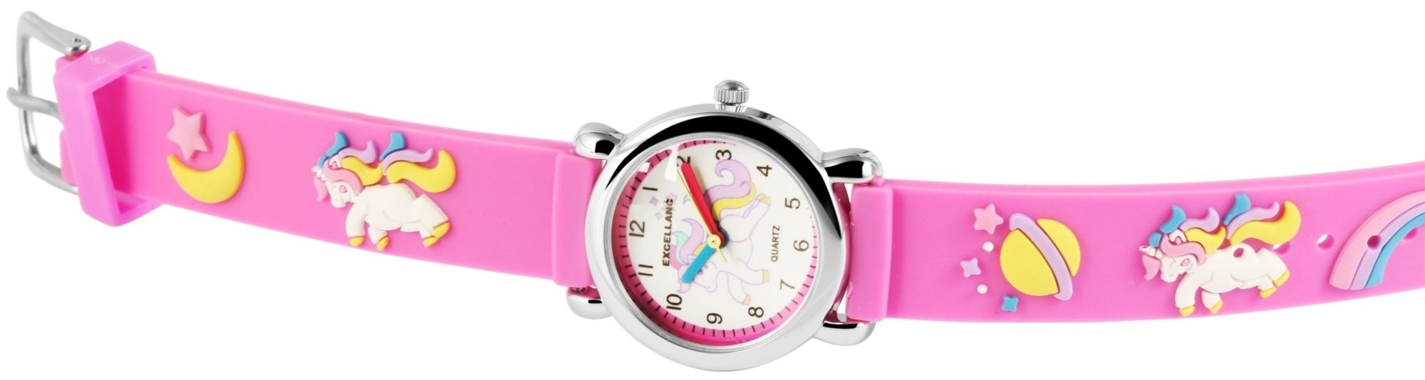 Excellanc Kinderarmbanduhr, Silikonarmband, silberfarben/pink