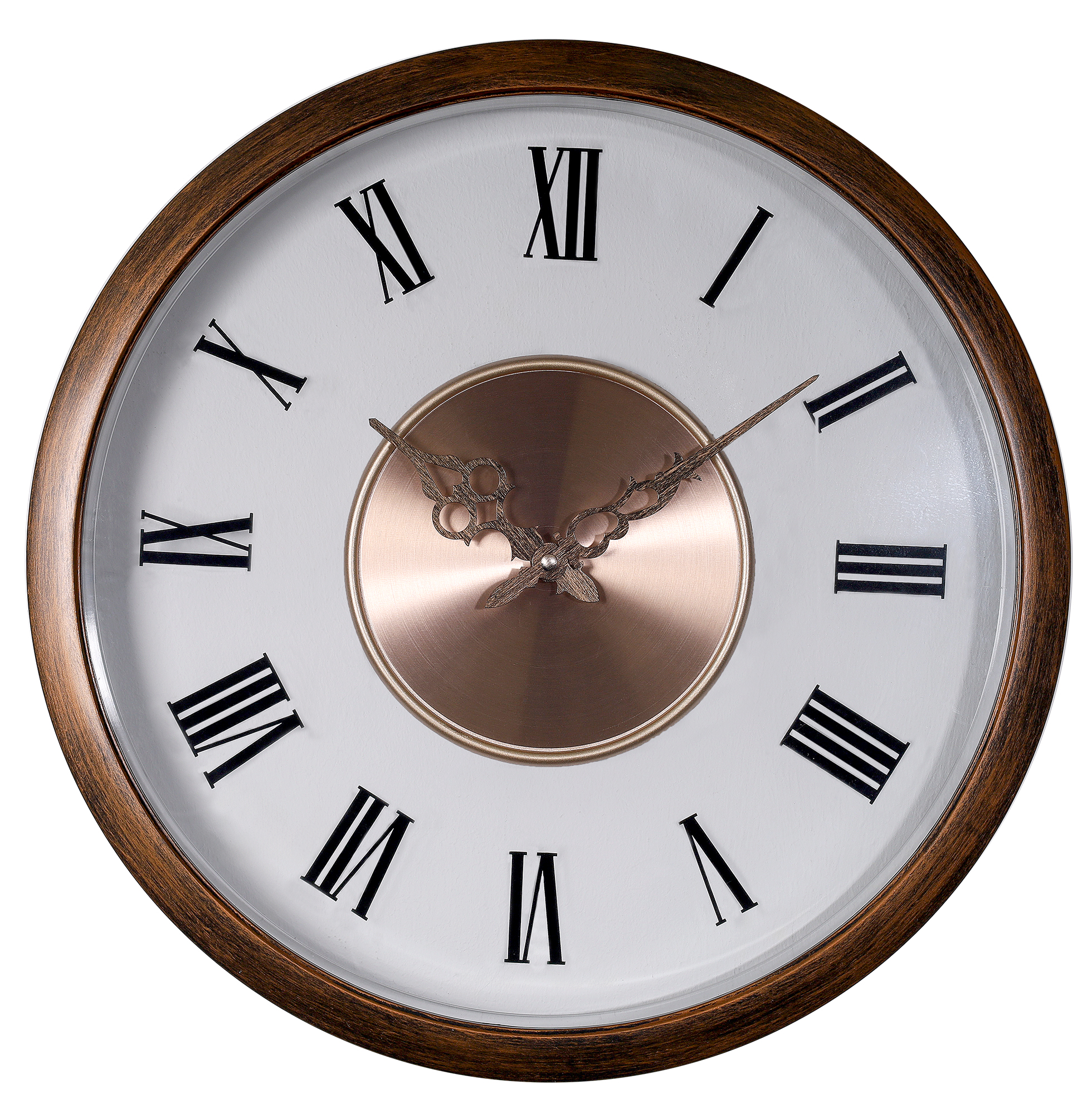 Wanduhr Ø 41,5 cm - Elegantes Schwebe-Design, roségoldfarben/ transparent