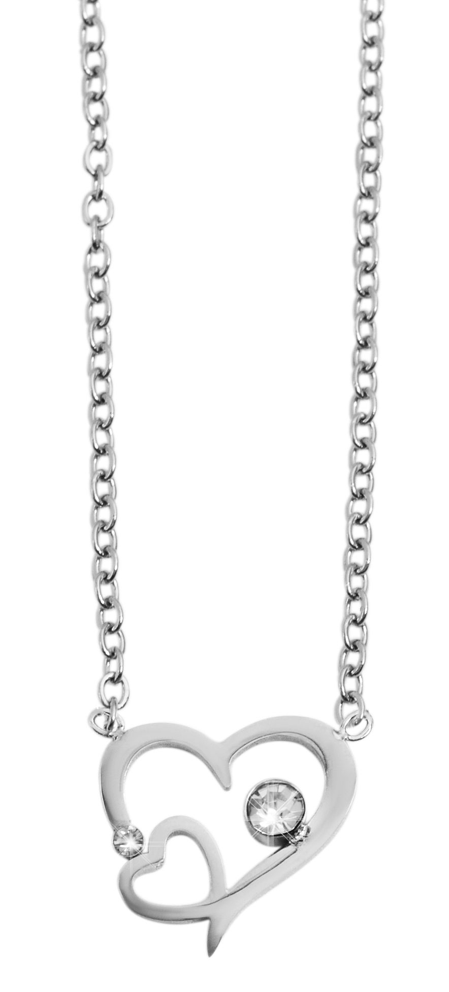 "Allesia" Edelstahl Kette (43+5 cm) mit Anhänger - Herz, Simili, silberfarben