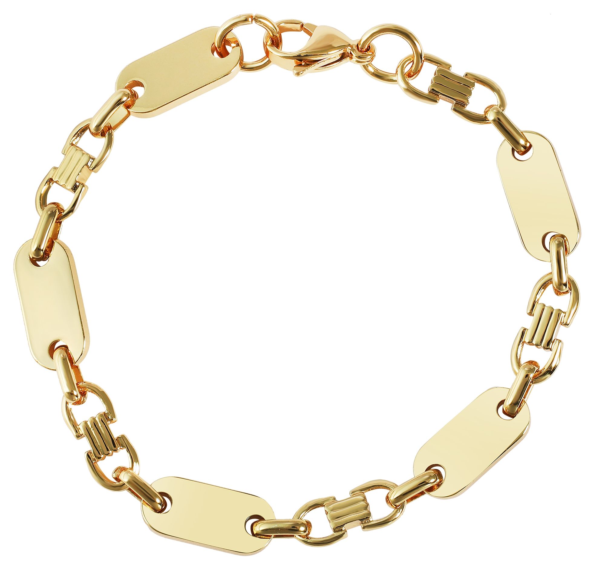"Ino" Edelstahl Plattenarmband, goldfarbig, 19 cm/ 8 mm
