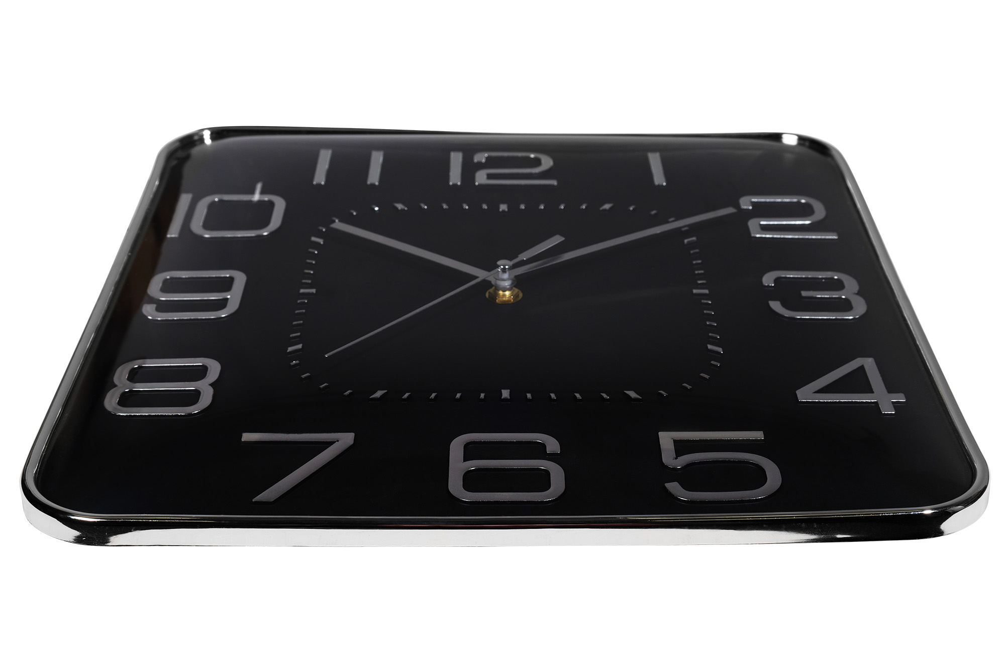 Design-Wanduhr, Quadratisch 30,5 x 30,5 cm, silberfarben/ schwarz