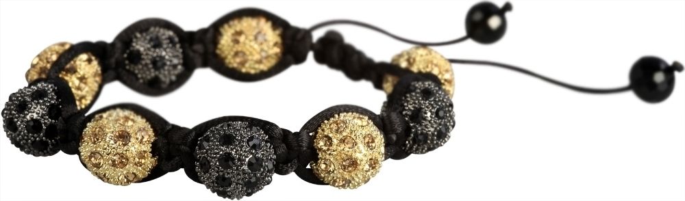 Akzent aus Textil und Edelstahl in Schwarz mit IP Gold-Beschichtung