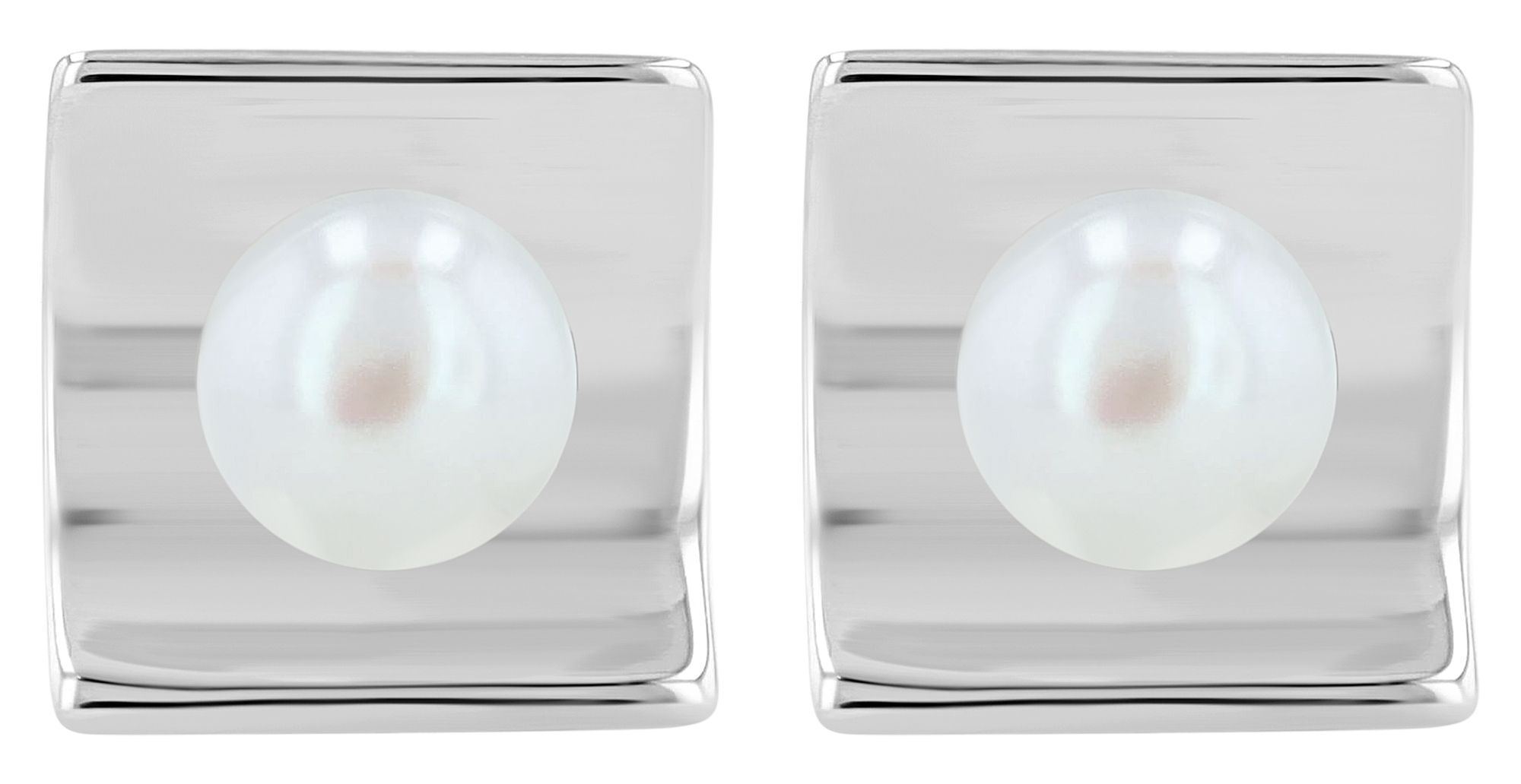 "Alo", 925/- Echt Silber Ohrstecker mit Süßwasserperle, silber, rhodiniert