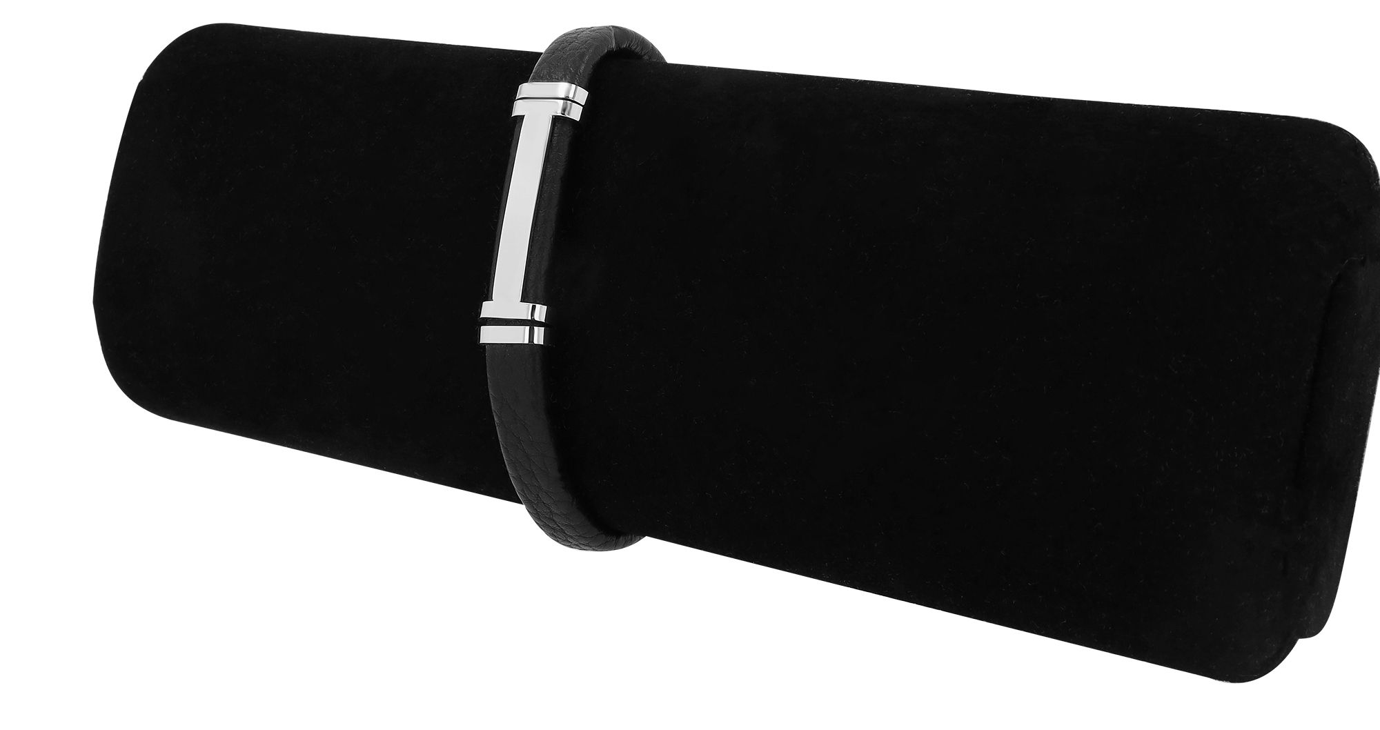 Akzent Armband aus Echtleder, Edelstahl-Gravurplatte, schwarz
