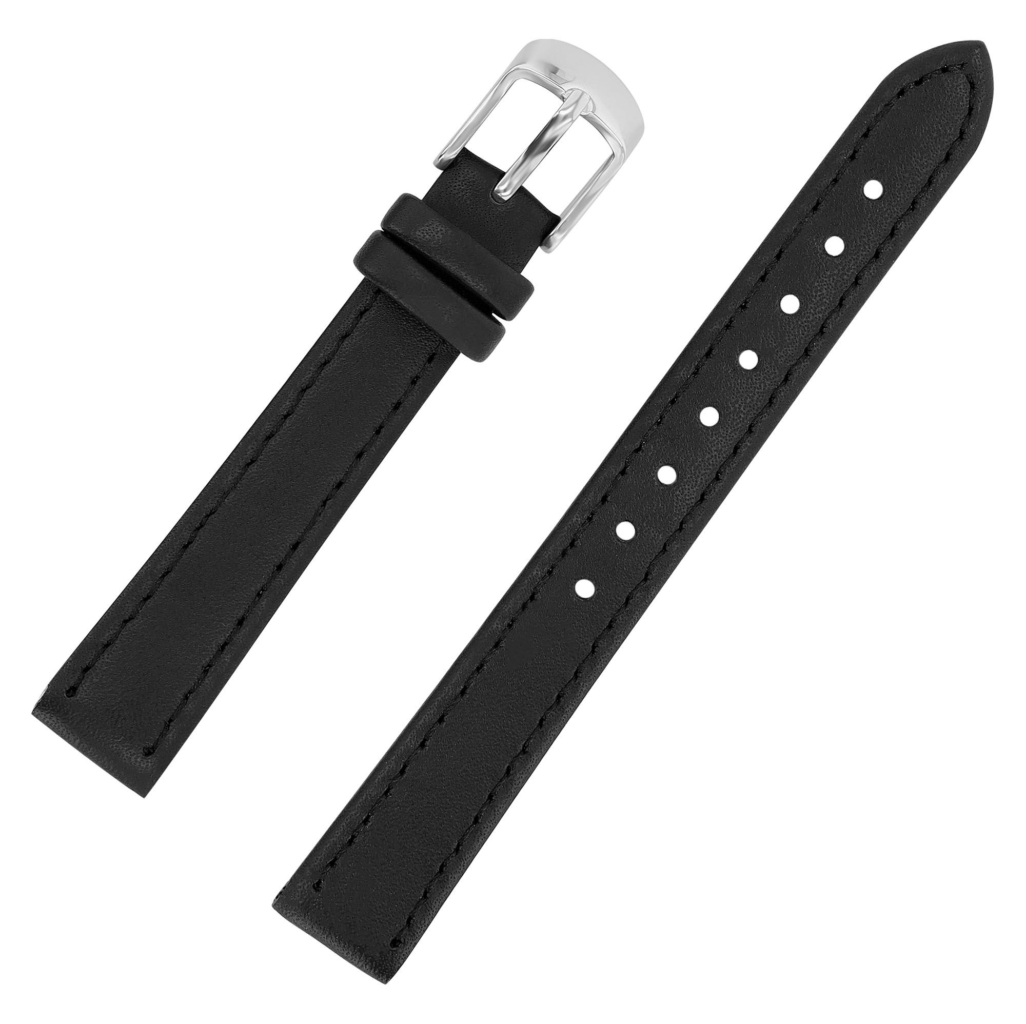 Echtleder-Uhrenarmband, schwarz, 16 mm