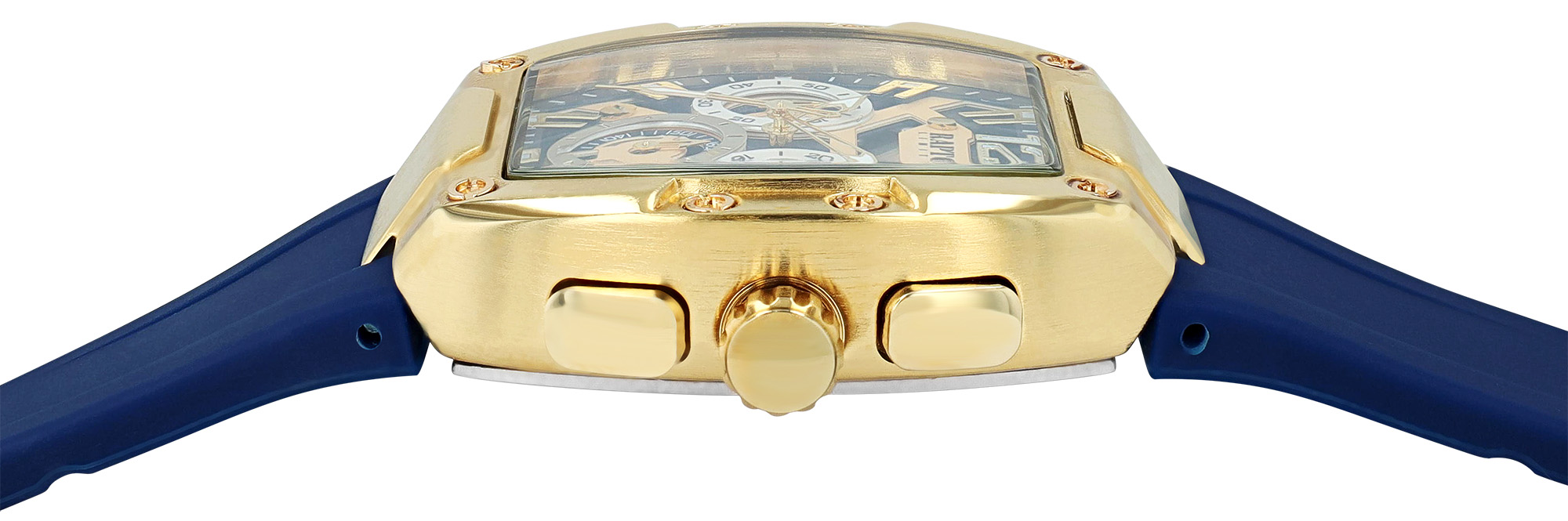 Raptor Limited Herrenuhr "Aldriel", Silikonarmband, Chronograph, blau/ goldfarben