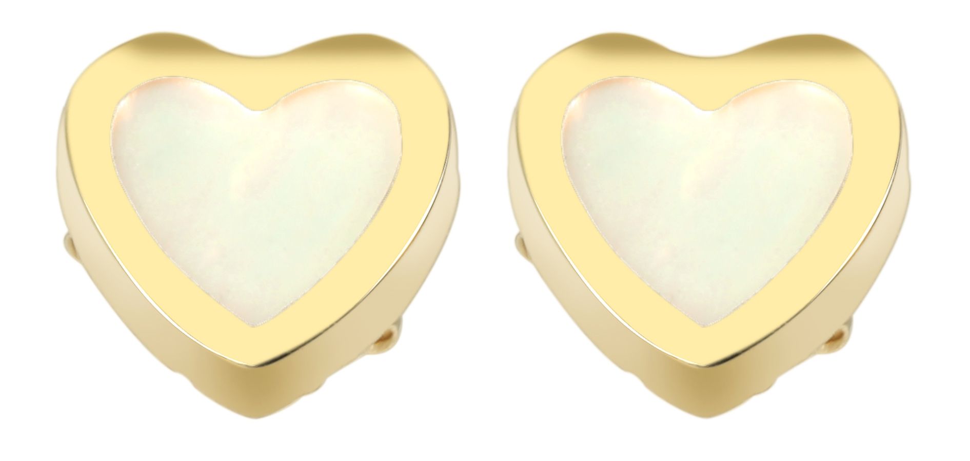 333/- Gold "Juna" Ohrstecker, Herz, Perlmutt, Gelbgold, 8 Karat, Kinder