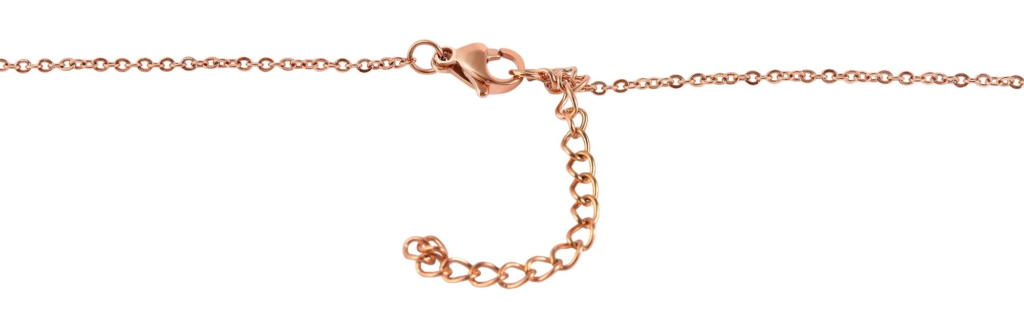 "Priscella" Edelstahl Kette mit Anhänger, Herz/ Similistein, roségoldfarben