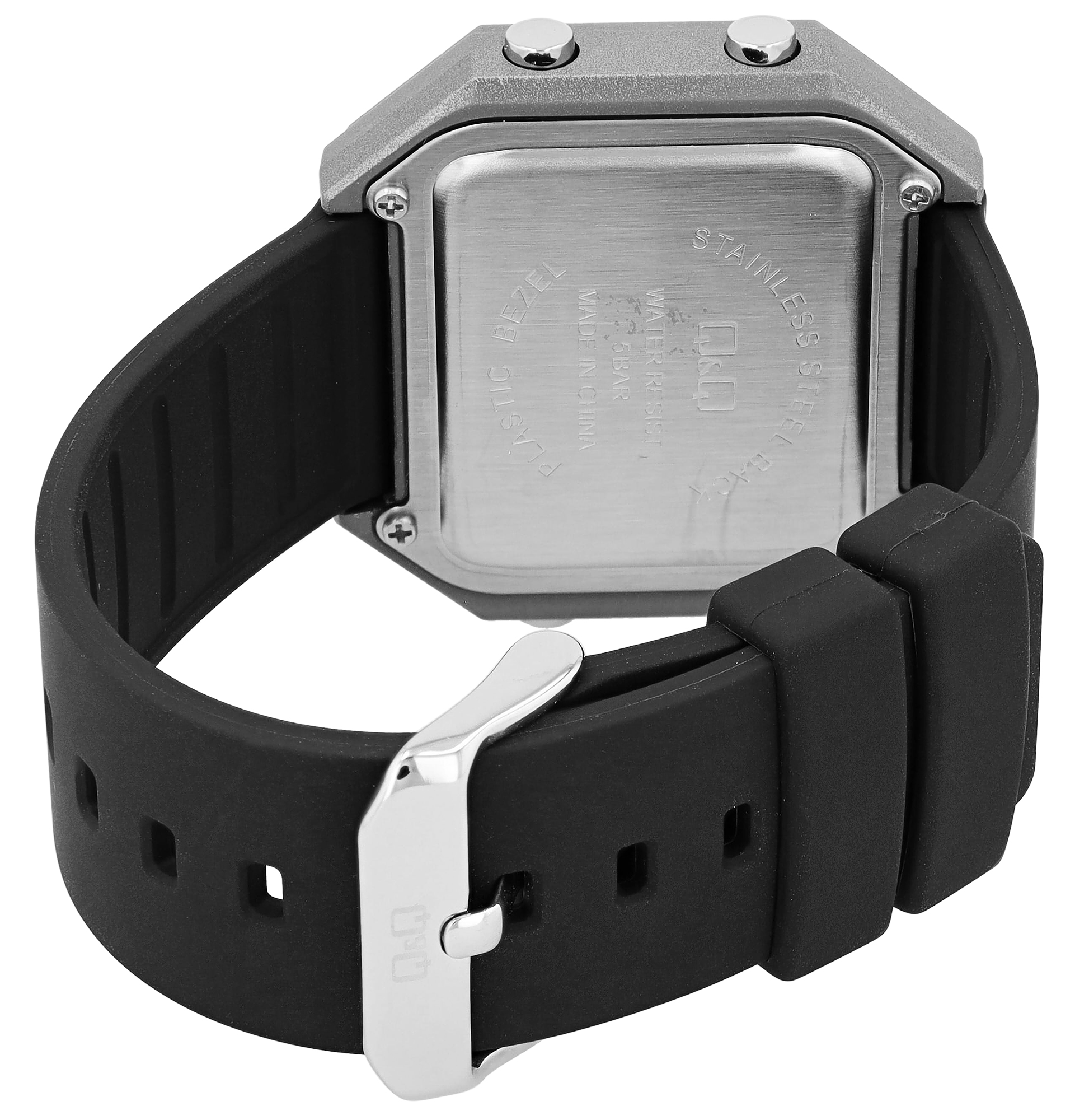 Digitaluhr mit Kunststoffarmband, schwarz/ silberfarben