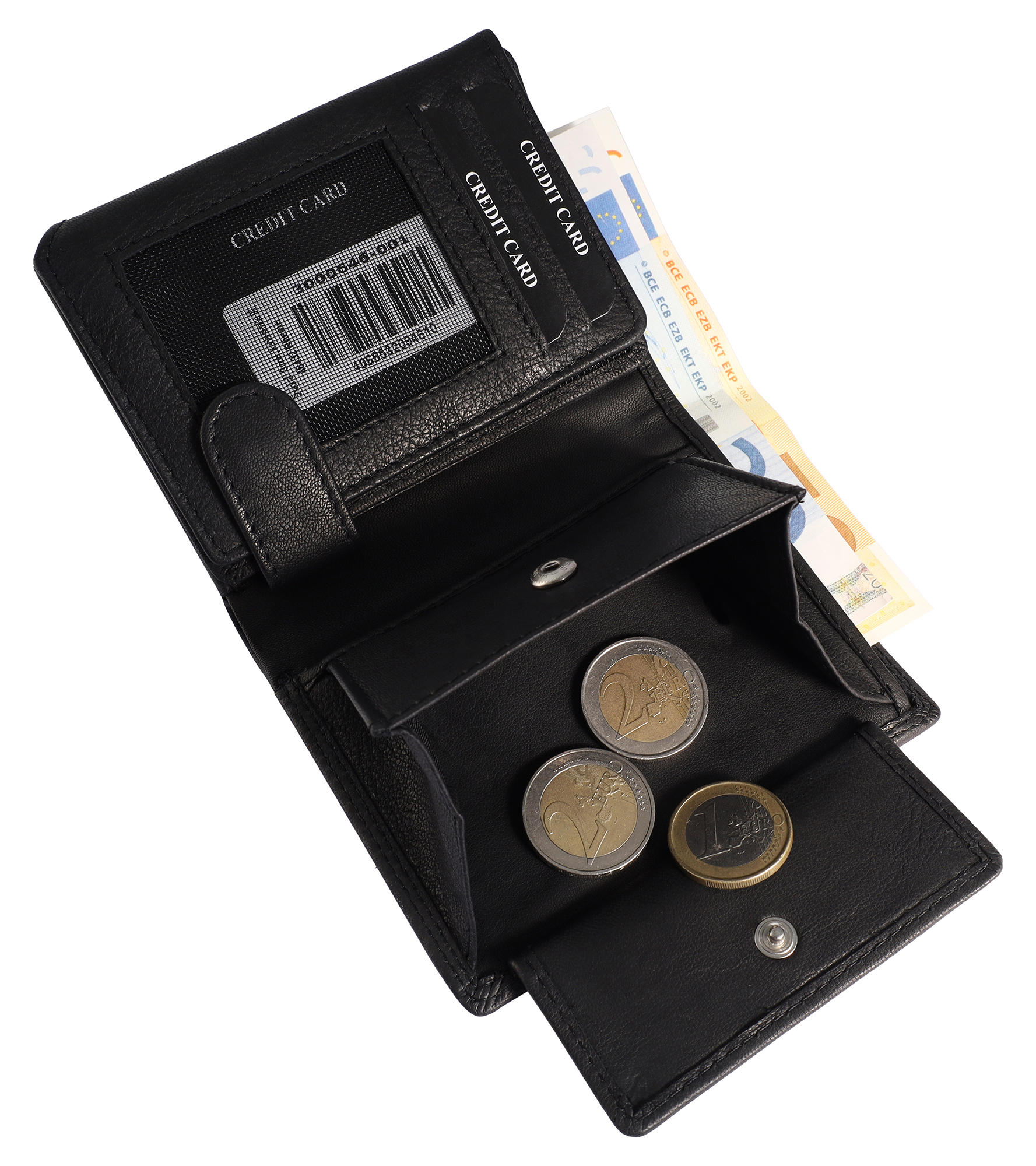 Leonardo Verrelli Echtleder (Antik) Geldbörse, RFID, Hochformat, schwarz