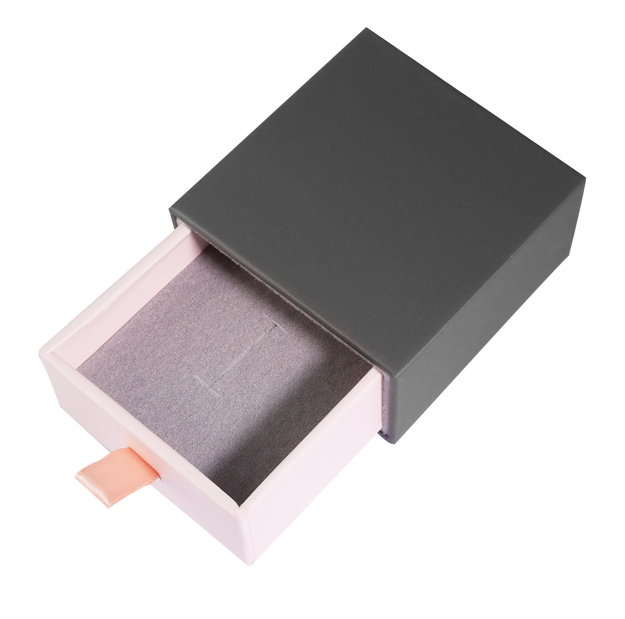 Schmuckboxen aus Pappe, VE 6, grau/rosa, 7 x 7 x 4,5 cm