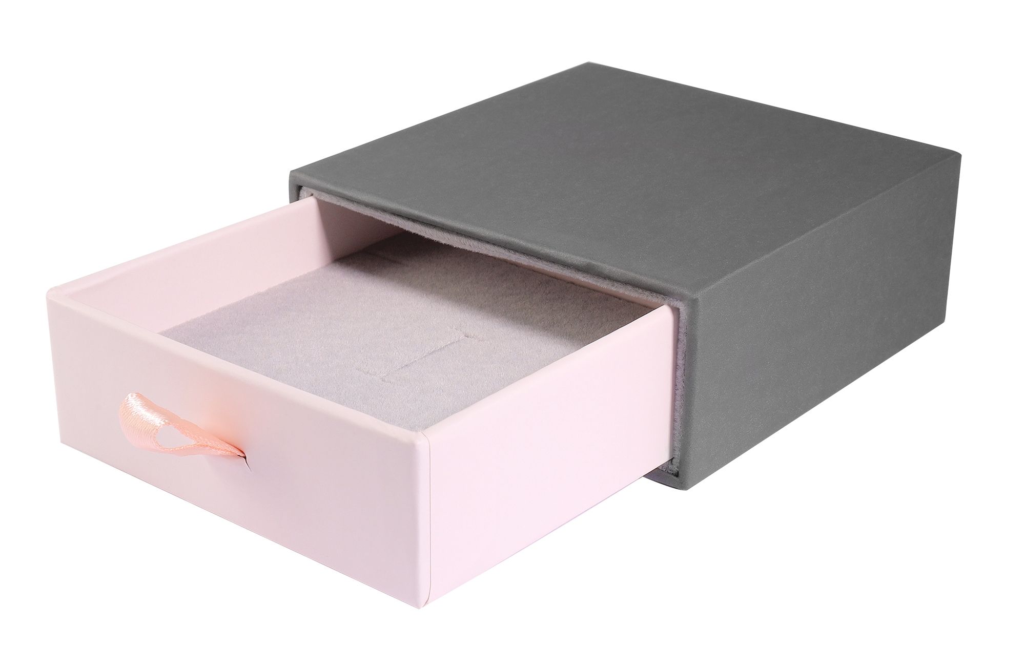 Schmuckboxen aus Pappe, VE 6, grau/rosa, 9 x 9 x 3,5 cm