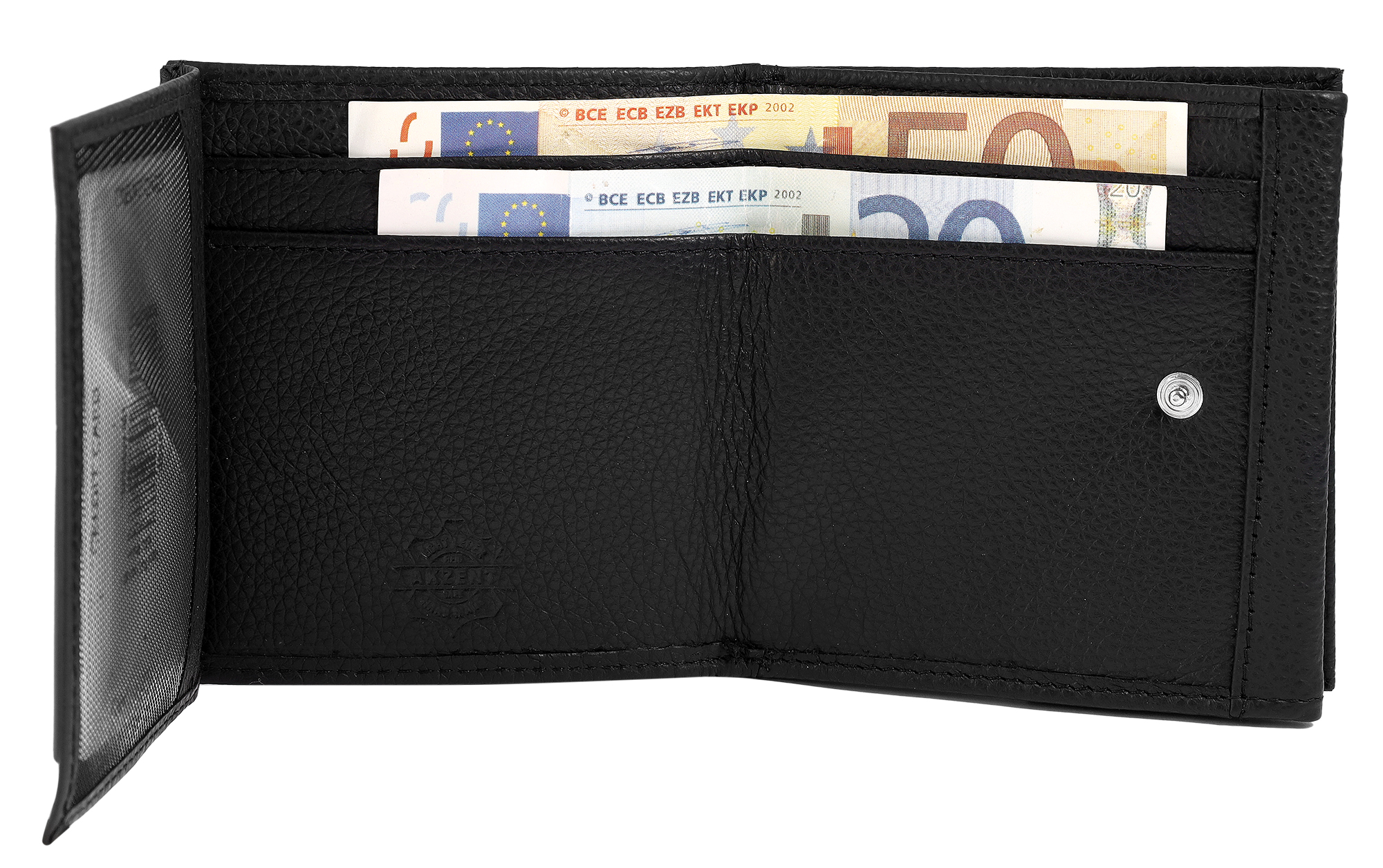 Akzent Echtleder (Nappa) Herren Geldbörse "Wiener Schachtel", RFID, schwarz