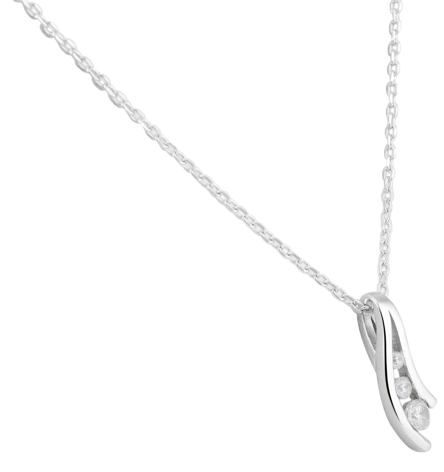 925/- Echt Silber Anhänger ohne Kette "Nialla", Zirkoniabesatz in Zargenfassung, 925/rhodiniert