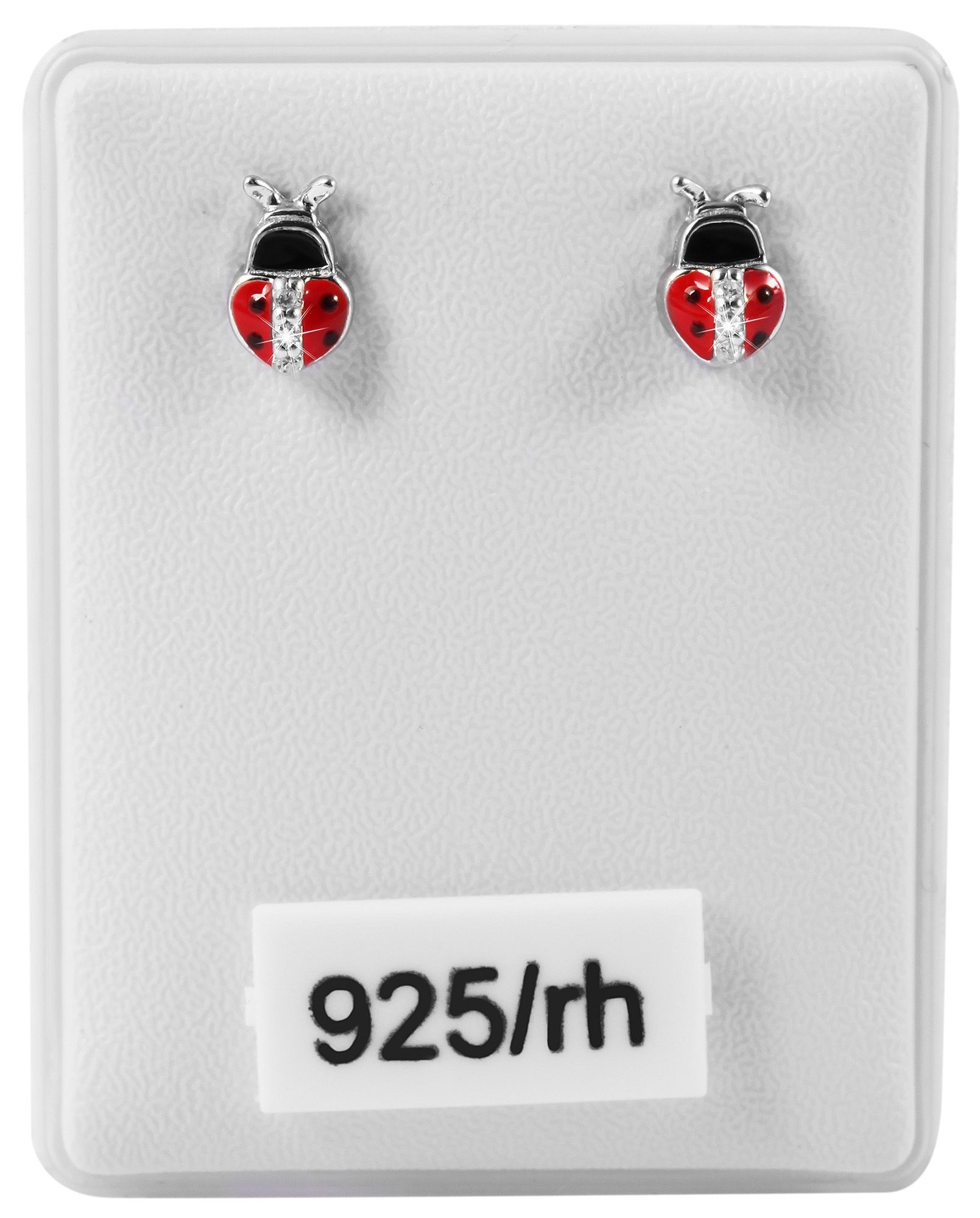 "Glückskäfer Betti" 925/- Echt Silber Kinder Ohrstecker - Marienkäfer, Emaille/ Zirkonia, rhodiniert