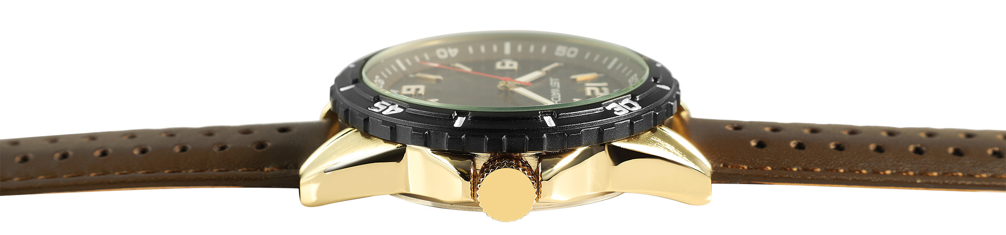 JUST WATCH Herrenuhr "Elwin"  mit Echt Lederband, Ø 43 mm, braun/ goldfarben/ schwarz