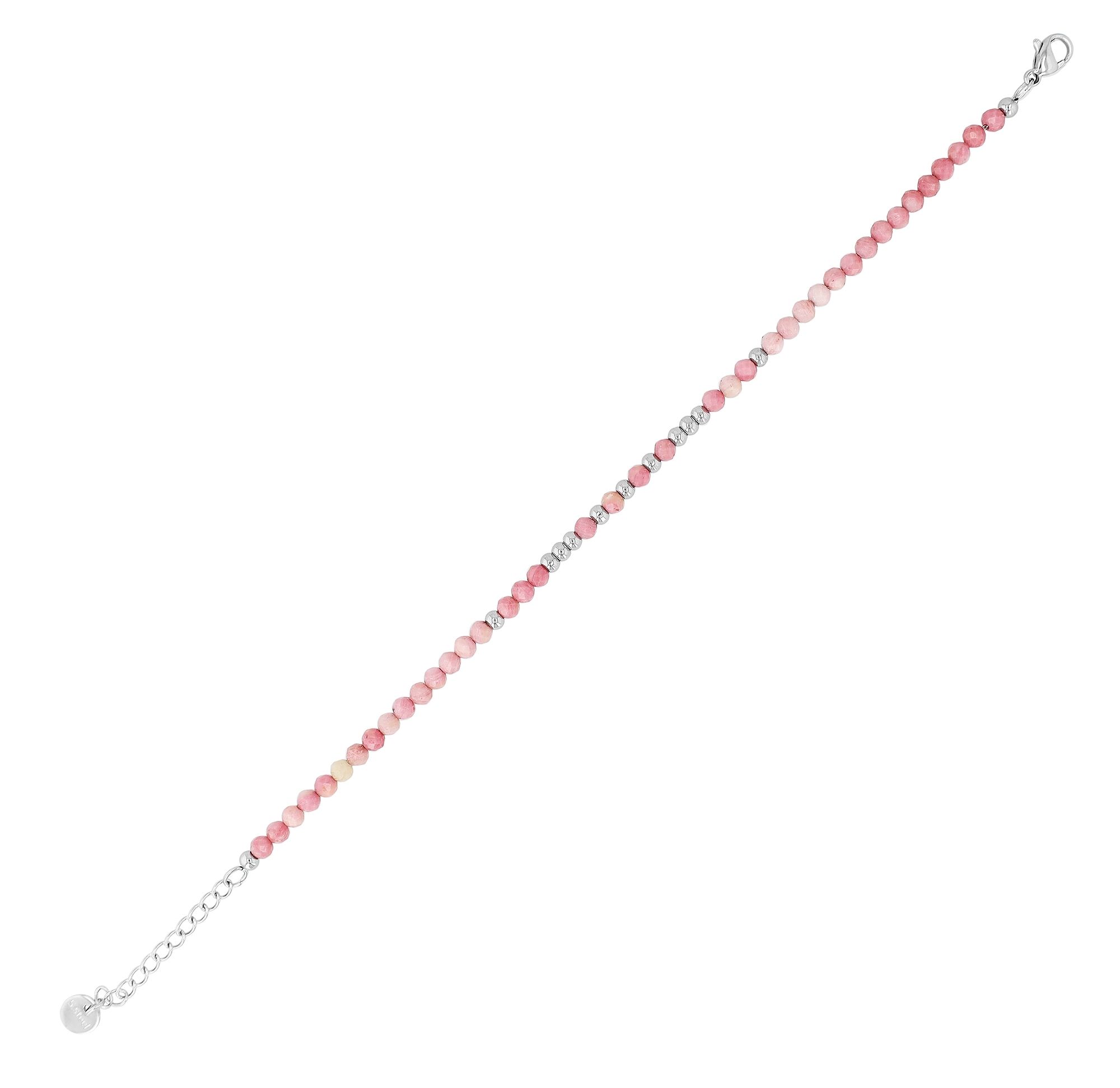 "Willow" Armband 17 + 3 cm, Edelstahl & Natursteinen (Rhodochrosit)
