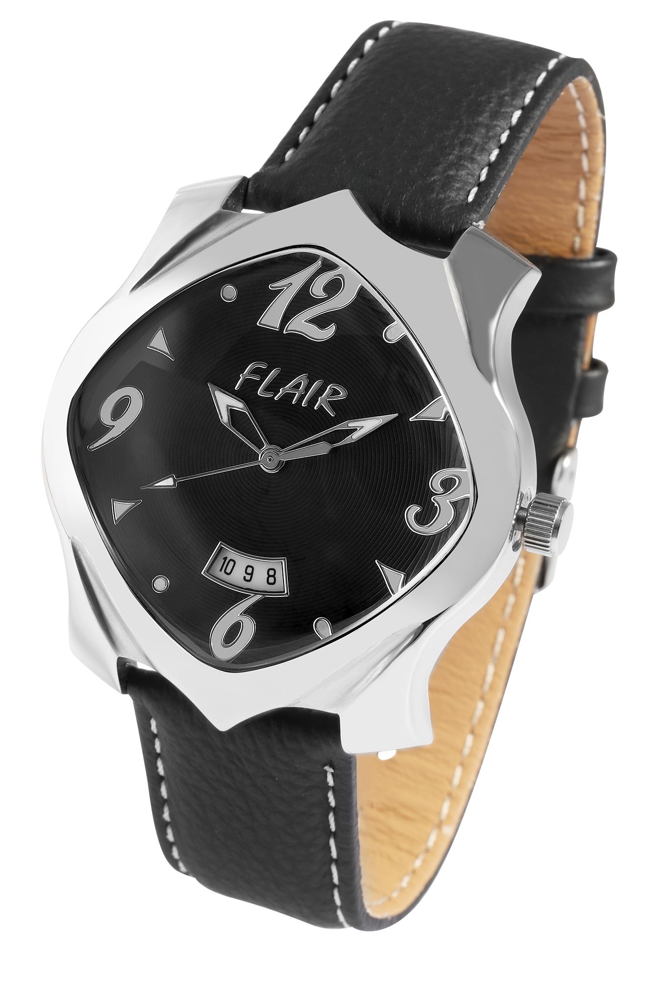 Flair Herrenuhr mit Echtlederarmband, Datumsanzeige, 5 ATM