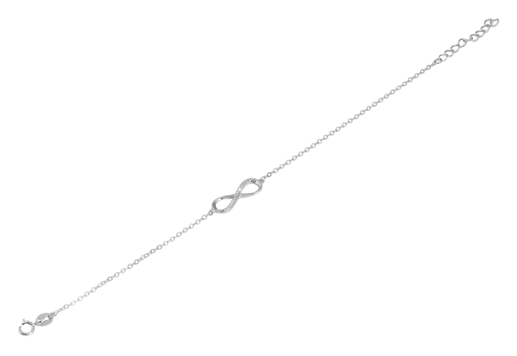 "Florica" 925/- Echt Silber Armband 17 + 3 cm, Infinity , Zirkoniabesatz, silberfarben/ rhodiniert