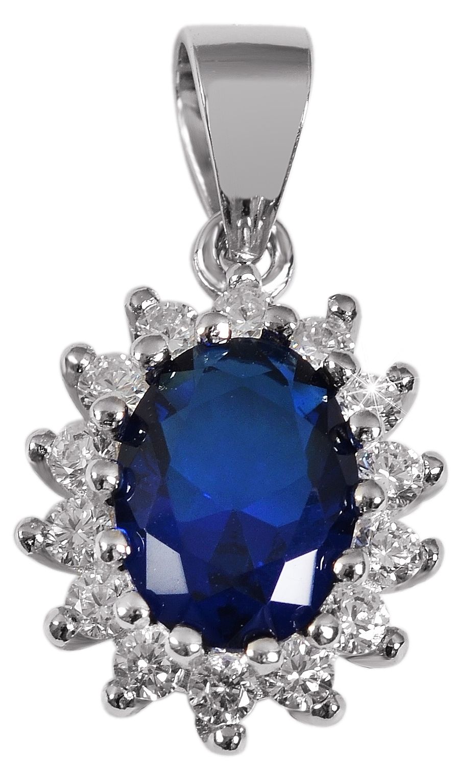 "Diana", 9257- Echt silber Entourage Anhänger, Zirkonia blau/ weiß, rhodinert