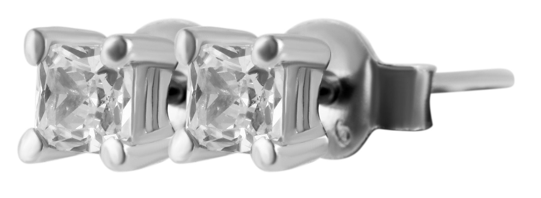 "Gina" 925/- Echt Silber Ohrstecker, Zirkonia in Krappenfassung, silberfarben rhodiniert