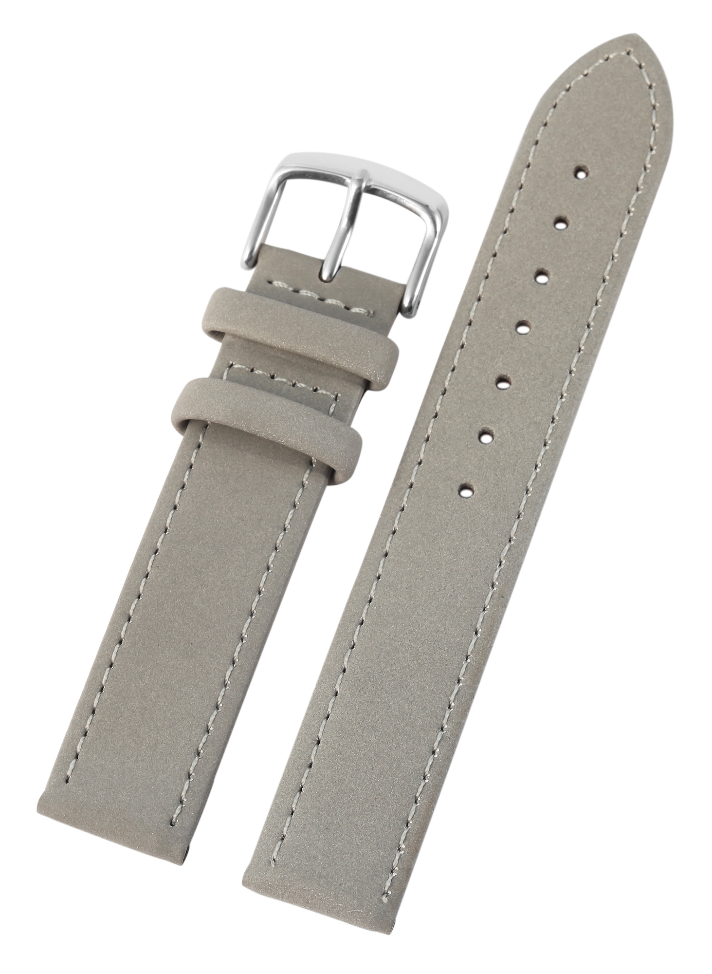 Echtleder Uhrenarmband, grau, flach, 14 mm
